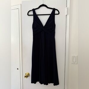 Amsale Midnight Blue V-Neck Knee Length Dress